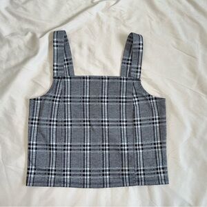 Cropped Neutral Tartan Plaid AE Tank
